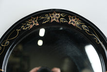 Load image into Gallery viewer, Black Lacquer Chinoiserie Wall Mirror Hand Painted Floral 19x43
