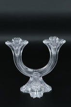 Load image into Gallery viewer, Crystal Double Candle Holder • Elegant U-Shaped Design • 6.5" Sparkling Two-Taper Candlestick
