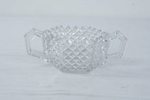 Load image into Gallery viewer, Vintage Clear Pressed Glass Diamond Point Double Handle Sugar Bowl
