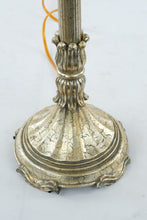 Load image into Gallery viewer, Vintage French-Style Candelabra Table Lamp with Cream Bell Shade – Gold Patina
