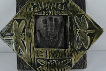 Load image into Gallery viewer, Signed Cast Metal Wall Plaque Dragonfly Frog Footprint Nature Art 2001
