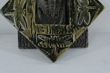 Load image into Gallery viewer, Signed Cast Metal Wall Plaque Dragonfly Frog Footprint Nature Art 2001
