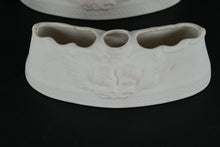 Load image into Gallery viewer, Set of 4 Antique German Bisque Porcelain Toothbrush / Razor Holders – Cherub Relief – 6" Vanity Accessories
