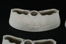 Load image into Gallery viewer, Set of 4 Antique German Bisque Porcelain Toothbrush / Razor Holders – Cherub Relief – 6" Vanity Accessories
