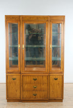 Load image into Gallery viewer, Drexel Passage Campaigner Illuminated China Cabinet with Glass Display
