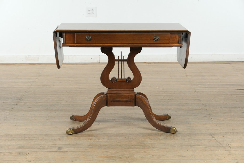 Drop-Leaf Console Table with Lyre Pedestal Base