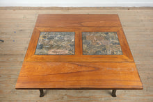 Load image into Gallery viewer, Drop Leaf Dining Table with Faux Stone Inlay and Twisted Iron Base
