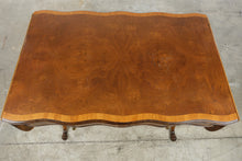 Load image into Gallery viewer, Vintage Drop Leaf Writing Desk with Two Drawers and Turned Stretcher Base
