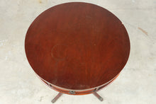Load image into Gallery viewer, Vintage Mahogany Drum Side Table with Drawer and Four Leg Pedestal Base - ONLINE ONLY
