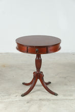 Load image into Gallery viewer, Vintage Mahogany Drum Side Table with Drawer and Four Leg Pedestal Base - ONLINE ONLY
