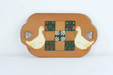 Load image into Gallery viewer, Vintage 1986 Hand Painted Folk Art Geese Quilt Wood Wall Plaque Hearts
