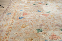 Load image into Gallery viewer, Chinese Wool Area Rug 8.9x11.9 Dusty Rose Floral Scroll Hand Tufted Carpet
