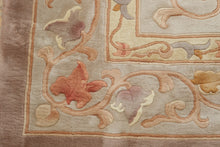 Load image into Gallery viewer, Chinese Wool Area Rug 8.9x11.9 Dusty Rose Floral Scroll Hand Tufted Carpet
