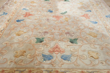 Load image into Gallery viewer, Chinese Wool Area Rug 8.9x11.9 Dusty Rose Floral Scroll Hand Tufted Carpet
