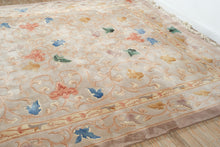 Load image into Gallery viewer, Chinese Wool Area Rug 8.9x11.9 Dusty Rose Floral Scroll Hand Tufted Carpet
