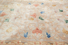 Load image into Gallery viewer, Chinese Wool Area Rug 8.9x11.9 Dusty Rose Floral Scroll Hand Tufted Carpet
