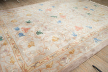 Load image into Gallery viewer, Chinese Wool Area Rug 8.9x11.9 Dusty Rose Floral Scroll Hand Tufted Carpet
