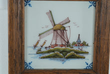 Load image into Gallery viewer, Framed Dutch Delft Tile Windmill Scene by Tichelaars Royal Makkum 7 Inch
