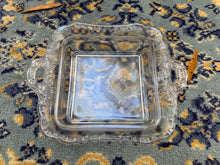Load image into Gallery viewer, Vintage Pressed Glass Serving Dish – Square Clear Glass Tray with Ornate Handles
