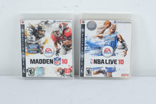 Load image into Gallery viewer, PS3 Madden NFL 10 NBA Live 10 EA Sports 2 Game Lot Complete
