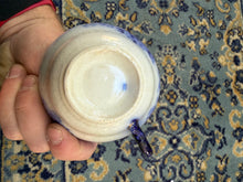 Load image into Gallery viewer, Antique Flow Blue Teacup with Gold Trim – Early 1900s Ironstone Pottery, Cobalt Blue Ombre, Crackle Glaze

