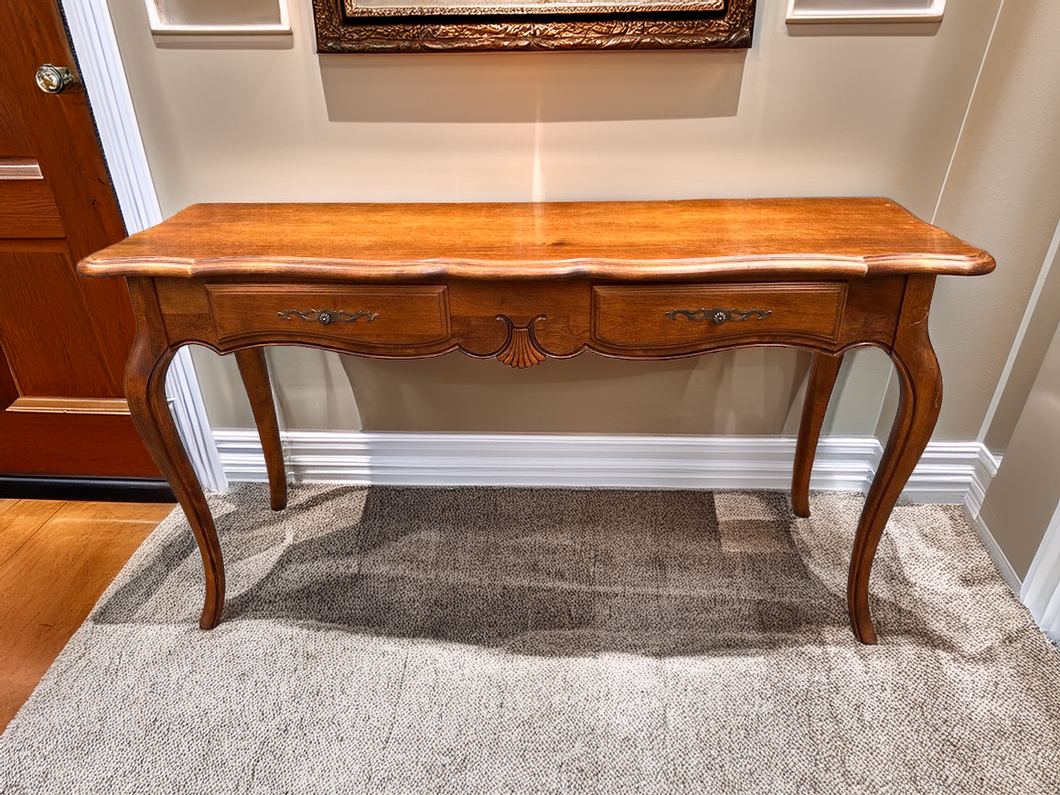 Ethan Allen Country French Double Drawer Console Table