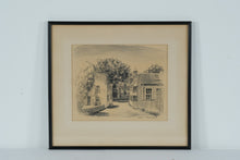 Load image into Gallery viewer, Earl Tholander Original Framed Architectural Sketch 20x18 Mid Century Village Street Scene
