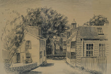 Load image into Gallery viewer, Earl Tholander Original Framed Architectural Sketch 20x18 Mid Century Village Street Scene
