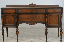 Load image into Gallery viewer, Antique 1920s Jacobean Revival Walnut Sideboard Buffet with Carved Turned Legs
