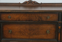 Load image into Gallery viewer, Antique 1920s Jacobean Revival Walnut Sideboard Buffet with Carved Turned Legs
