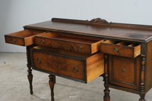 Load image into Gallery viewer, Antique 1920s Jacobean Revival Walnut Sideboard Buffet with Carved Turned Legs
