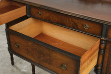 Load image into Gallery viewer, Antique 1920s Jacobean Revival Walnut Sideboard Buffet with Carved Turned Legs
