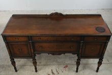 Load image into Gallery viewer, Antique 1920s Jacobean Revival Walnut Sideboard Buffet with Carved Turned Legs

