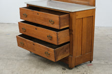 Load image into Gallery viewer, Antique Victorian Eastlake Oak Marble Top Dresser with Mirror
