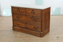 Load image into Gallery viewer, Eastlake Marble Top 4 Drawer Dresser Chest with Carved Details
