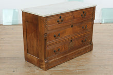 Load image into Gallery viewer, Eastlake Marble Top 4 Drawer Dresser Chest with Carved Details
