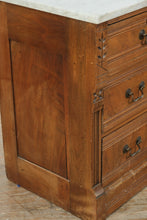 Load image into Gallery viewer, Eastlake Marble Top 4 Drawer Dresser Chest with Carved Details
