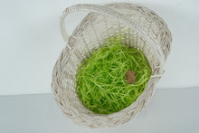 Load image into Gallery viewer, White Wicker Gathering Basket w/ Handle – Large 18" Decorative Storage or Easter Display Basket

