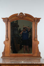 Load image into Gallery viewer, Cobble Heart Eastlake 4-Drawer Marble Top Dresser with Burled Fronts &amp; Mirror
