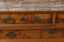 Load image into Gallery viewer, Cobble Heart Eastlake 4-Drawer Marble Top Dresser with Burled Fronts &amp; Mirror
