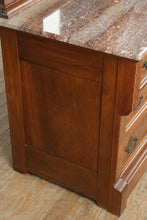 Load image into Gallery viewer, Cobble Heart Eastlake 4-Drawer Marble Top Dresser with Burled Fronts &amp; Mirror
