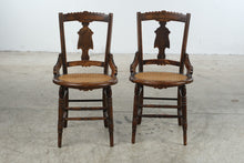 Load image into Gallery viewer, Pair of Antique Eastlake Carved Wood Cane Seat Side Chairs
