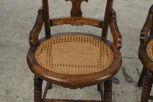 Load image into Gallery viewer, Pair of Antique Eastlake Carved Wood Cane Seat Side Chairs
