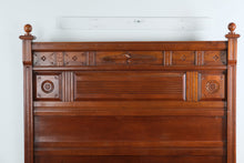 Load image into Gallery viewer, Antique Eastlake Full-Size Bed – Solid Wood with Carved Detail
