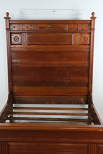 Load image into Gallery viewer, Antique Eastlake Full-Size Bed – Solid Wood with Carved Detail
