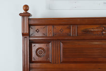 Load image into Gallery viewer, Antique Eastlake Full-Size Bed – Solid Wood with Carved Detail
