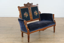Load image into Gallery viewer, Antique Eastlake Loveseat with Needlepoint Panels
