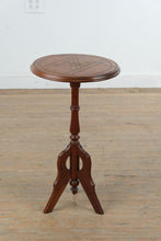 Load image into Gallery viewer, Vintage Inlaid Round Pedestal Accent Table with Tripod Base
