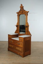 Load image into Gallery viewer, Antique Victorian Dresser with Split Marble Top and Mirror
