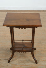 Load image into Gallery viewer, Antique Eastlake Side Table with Lower Shelf – Solid Walnut Accent Table
